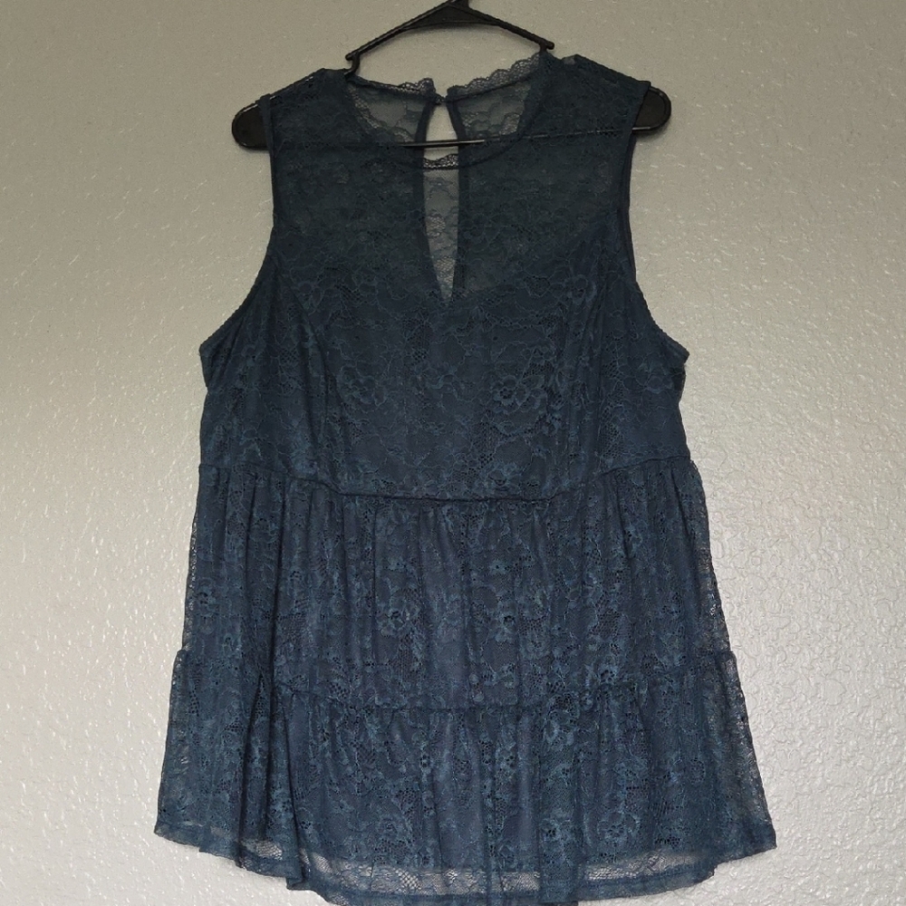 torrid Teal Lace Sleeveless Peplum Top